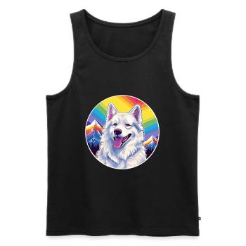 Berger Blanc Suisse Race De Chien Cartoon Kawaii Eau - Débardeur bio Premium Homme - noir - Devant - Michal (187cm)