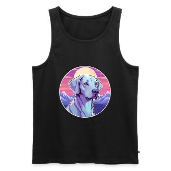 Bleu dentelle chien race dessin animé Kawaii aquarelle - Débardeur bio Premium Homme - noir - Devant - Michal (187cm)