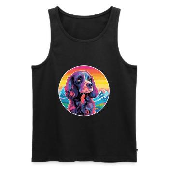 Boykin Épagneul chien race dessin animé Kawaii aquarelle - Débardeur bio Premium Homme - noir - Devant - AI Model Male 178 light (178cm)