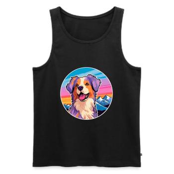Australian Shepherd Dog Breed Cartoon Kawaii Water - Men's Premium Organic Tank Top - black - Front - Michal (187cm)