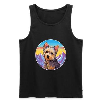 Australian Silky Terrier Dog Breed Cartoon Kawaii - Men's Premium Organic Tank Top - black - Front - Michal (187cm)