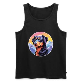 Beauceron chien race dessin animé Kawaii aquarelle - Débardeur bio Premium Homme - noir - Devant - Michal (187cm)