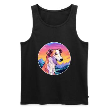 Barzoï chien race Cartoon Kawaii aquarelle - Débardeur bio Premium Homme - noir - Devant - Michal (187cm)