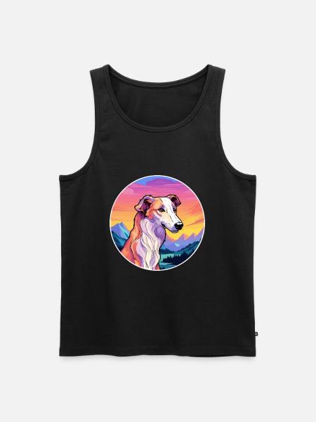 Barzoï chien race Cartoon Kawaii aquarelle - Débardeur bio Premium Homme - noir