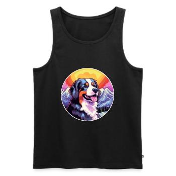 Berner Laufhund Dog Breed Cartoon Kawaii Watercolo - Men's Premium Organic Tank Top - black - Front - AI Model Male 178 light (178cm)