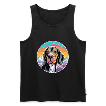 Noir et feu Virginie Foxhound chien race dessin animé - Débardeur bio Premium Homme - noir - Devant - AI Model Male 178 light (178cm)