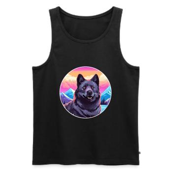 Chien d’élan norvégien noir race de chien Cartoon Kawaii - Débardeur bio Premium Homme - noir - Devant - Michal (187cm)