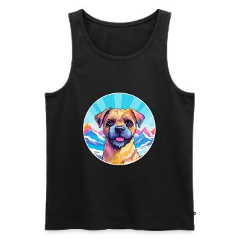 Border Terrier Dog Breed Cartoon Kawaii Watercolor - Men's Premium Organic Tank Top - black - Front - Michal (187cm)
