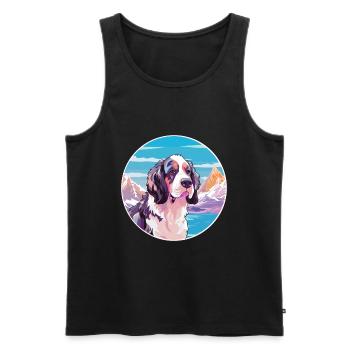 Braque Francais Dog Breed Cartoon Kawaii Watercolo - Men's Premium Organic Tank Top - black - Front - Michal (187cm)