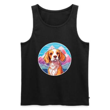 Brittany Spaniel Dog Breed Cartoon Kawaii Watercol - Men's Premium Organic Tank Top - black - Front - Michal (187cm)