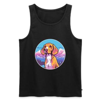 Burgos Pointer chien race dessin animé Kawaii aquarelle - Débardeur bio Premium Homme - noir - Devant - Michal (187cm)