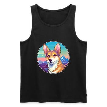 Carolina race de chien dessin animé Kawaii aquarelle - Débardeur bio Premium Homme - noir - Devant - Michal (187cm)