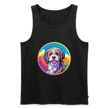 Catalan Sheepdog Dog Breed Cartoon Kawaii Watercol - Men's Premium Organic Tank Top - black - Front - Michal (187cm)