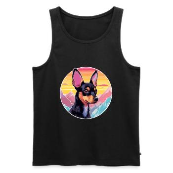 Anglais Toy Terrier chien race Cartoon Kawaii eau - Débardeur bio Premium Homme - noir - Devant - Michal (187cm)