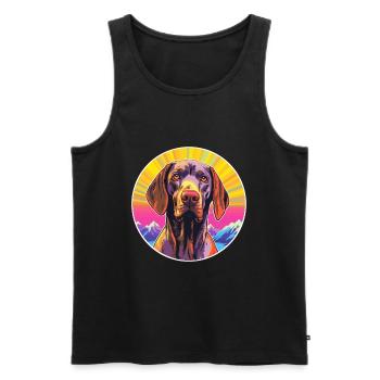 Allemand à poil court Pointer chien race Cartoon Kawai - Débardeur bio Premium Homme - noir - Devant - Michal (187cm)