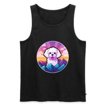 Bichon Frise chien race Cartoon Kawaii aquarelle - Débardeur bio Premium Homme - noir - Devant - Michal (187cm)