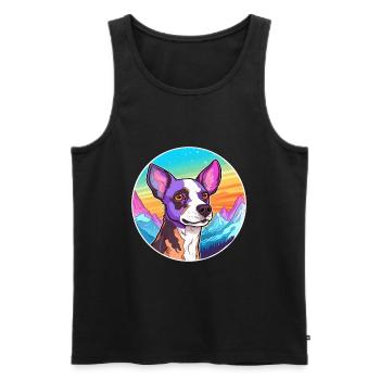 Decker Rat Terrier Dog Breed Cartoon Kawaii Waterc - Men's Premium Organic Tank Top - black - Front - AI Model Male 178 light (178cm)