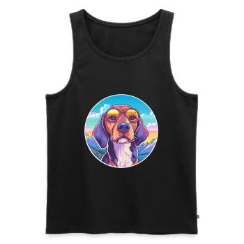 Deutsche Bracke Hunderasse Cartoon Kawaii Watercolo - Männer Premium Bio Tank Top - Schwarz - Vorne - AI Model Male 178 light (178cm)