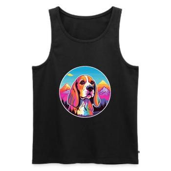 Finnish Hound Dog Breed Cartoon Kawaii Watercolor - Men's Premium Organic Tank Top - black - Front - AI Model Male 178 light (178cm)