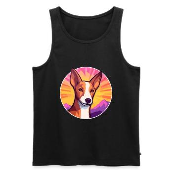 Ibizan Hound Dog Breed Cartoon Kawaii Watercolor - Men's Premium Organic Tank Top - black - Front - AI Model Male 178 light (178cm)