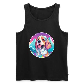 Cesky Fousek chien race dessin animé Kawaii aquarelle - Débardeur bio Premium Homme - noir - Devant - Michal (187cm)