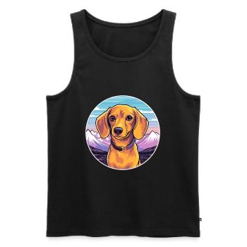 Dackel Hund Rasse Cartoon Kawaii Aquarell - Männer Premium Bio Tank Top - Schwarz - Vorne - AI Model Male 178 light (178cm)