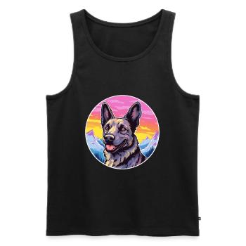 Dutch Shepherd Dog Breed Cartoon Kawaii Watercolor - Men's Premium Organic Tank Top - black - Front - Michal (187cm)