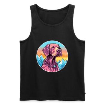 Chien allemand à poil court race dessin animé kawaii waterc - Débardeur bio Premium Homme - noir - Devant - Michal (187cm)