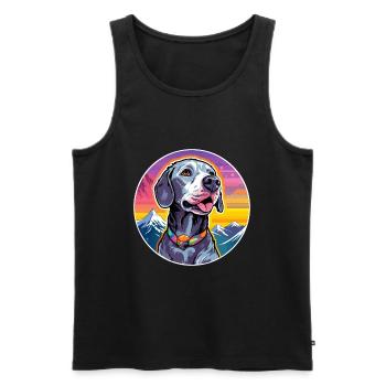 Chien gris chien race dessin animé Kawaii aquarelle - Débardeur bio Premium Homme - noir - Devant - Michal (187cm)