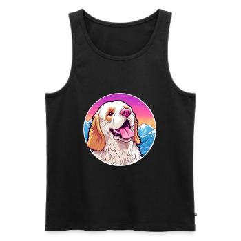 Clumber Spaniel Dog Breed Cartoon Kawaii Watercolo - Men's Premium Organic Tank Top - black - Front - Michal (187cm)