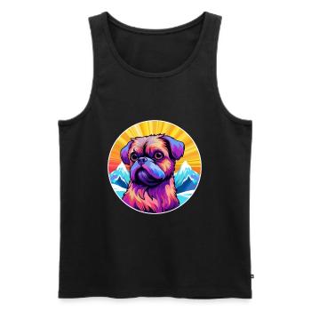Griffon Bruxellois Dog Breed Cartoon Kawaii Waterc - Men's Premium Organic Tank Top - black - Front - Michal (187cm)