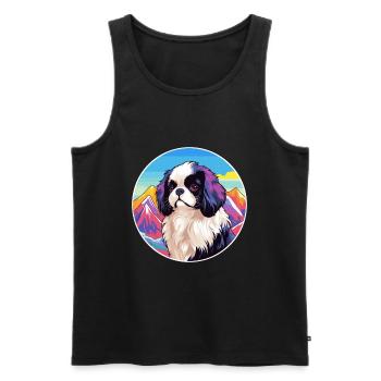 Japanisches Kinn Hunderasse Cartoon Kawaii Aquarell - Männer Premium Bio Tank Top - Schwarz - Vorne - Michal (187cm)