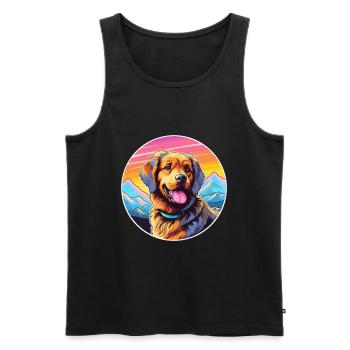 Hovawart chien race dessin animé Kawaii aquarelle - Débardeur bio Premium Homme - noir - Devant - Michal (187cm)