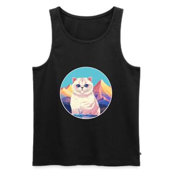 Britische Falte Kurzhaar Katze Bunte Karikatur Wasserc - Männer Premium Bio Tank Top - Schwarz - Vorne - Michal (187cm)