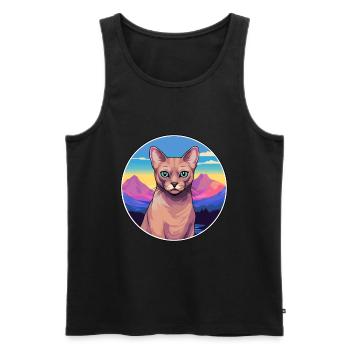 Burmesische Katze Bunte Karikatur Aquarell Illustrati - Männer Premium Bio Tank Top - Schwarz - Vorne - Michal (187cm)