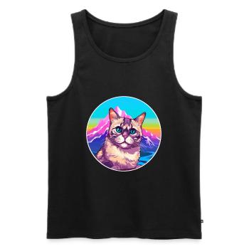 Chypre Chat Coloré Dessin Animé Aquarelle Illustratio - Débardeur bio Premium Homme - noir - Devant - Michal (187cm)