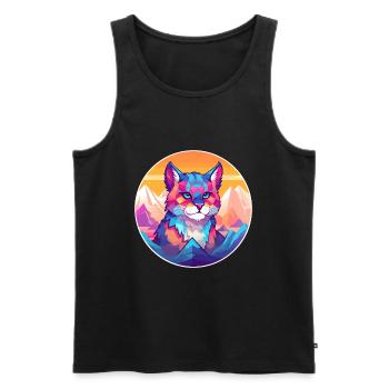 Chat égyptien coloré dessin animé aquarelle Illustrat - Débardeur bio Premium Homme - noir - Devant - Michal (187cm)