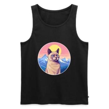 Chat birman européen coloré dessin animé aquarelle I - Débardeur bio Premium Homme - noir - Devant - Michal (187cm)