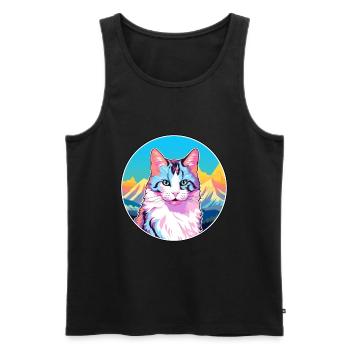 Japanische Bobtail-Katze Buntes Cartoon-Aquarell I - Männer Premium Bio Tank Top - Schwarz - Vorne - Michal (187cm)