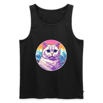 British Shorthair chat coloré dessin animé aquarelle - Débardeur bio Premium Homme - noir - Devant - Michal (187cm)