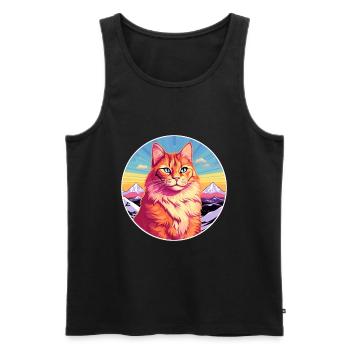 Ingwer Langhaar Katze Bunte Karikatur Aquarell il - Männer Premium Bio Tank Top - Schwarz - Vorne - Michal (187cm)