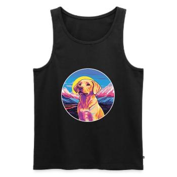 Labrador Retriever chien race dessin animé kawaii waterc - Débardeur bio Premium Homme - noir - Devant - Michal (187cm)