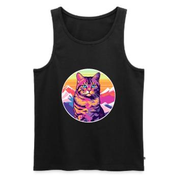 Havanna Braune Katze Bunte Karikatur Aquarell Illus - Männer Premium Bio Tank Top - Schwarz - Vorne - AI Model Male 178 light (178cm)