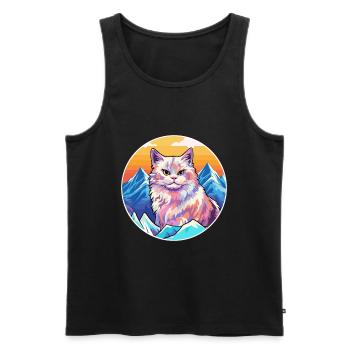 German Rex Cat Colorful Cartoon Watercolor Illustr - Men's Premium Organic Tank Top - black - Front - Michal (187cm)