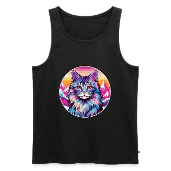 Laperm Cat Coloré Dessin Animé Aquarelle Illustratio - Débardeur bio Premium Homme - noir - Devant - Michal (187cm)