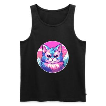 Ussuri chat coloré dessin animé aquarelle illustratio - Débardeur bio Premium Homme - noir - Devant - Michal (187cm)