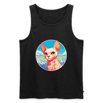 Rote Devon Rex Katze Bunte Karikatur Aquarell Illu - Männer Premium Bio Tank Top - Schwarz - Vorne - AI Model Male 178 light (178cm)