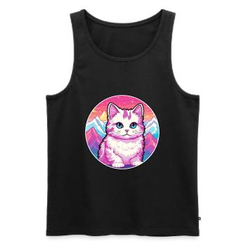 Munchkin Katze bunte Karikatur Aquarell illustriert - Männer Premium Bio Tank Top - Schwarz - Vorne - AI Model Male 178 light (178cm)