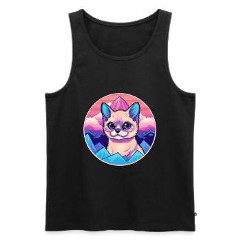 Chat Siamois Coloré Dessin Animé Aquarelle Illustrati - Débardeur bio Premium Homme - noir - Devant - Michal (187cm)