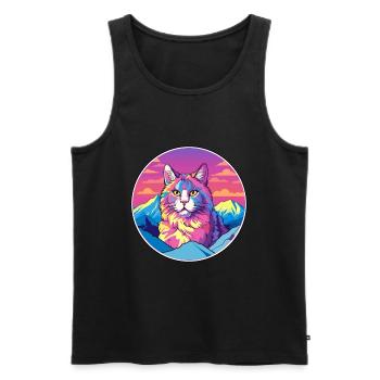 Selkirk Rex Katze Bunte Karikatur Aquarell Illust - Männer Premium Bio Tank Top - Schwarz - Vorne - AI Model Male 178 light (178cm)